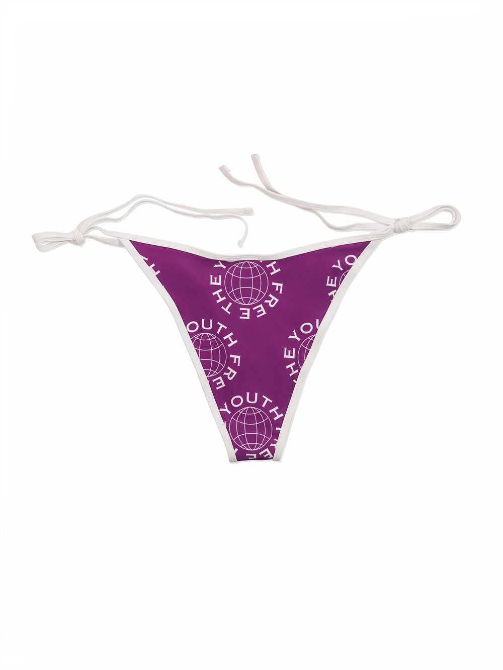 FTY LOGO TIE-SIDE BIKINI BOTTOM - PURPLE & WHITE