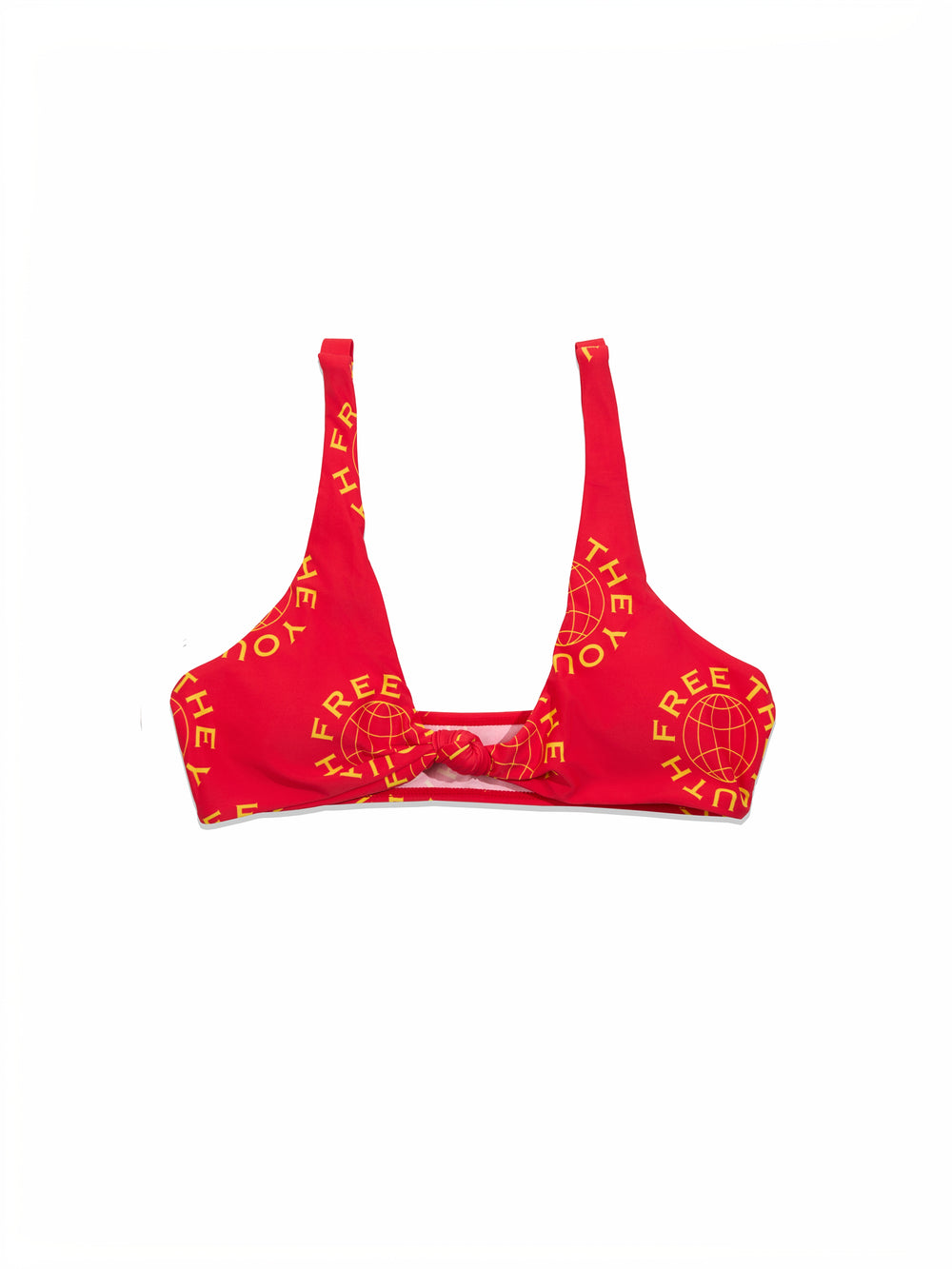 FTY Logo Knot-Front Bralette Top - RED