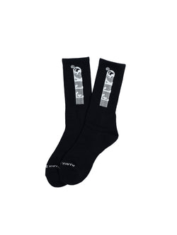 FTY STRIPES LOGO SOCKS - BLACK