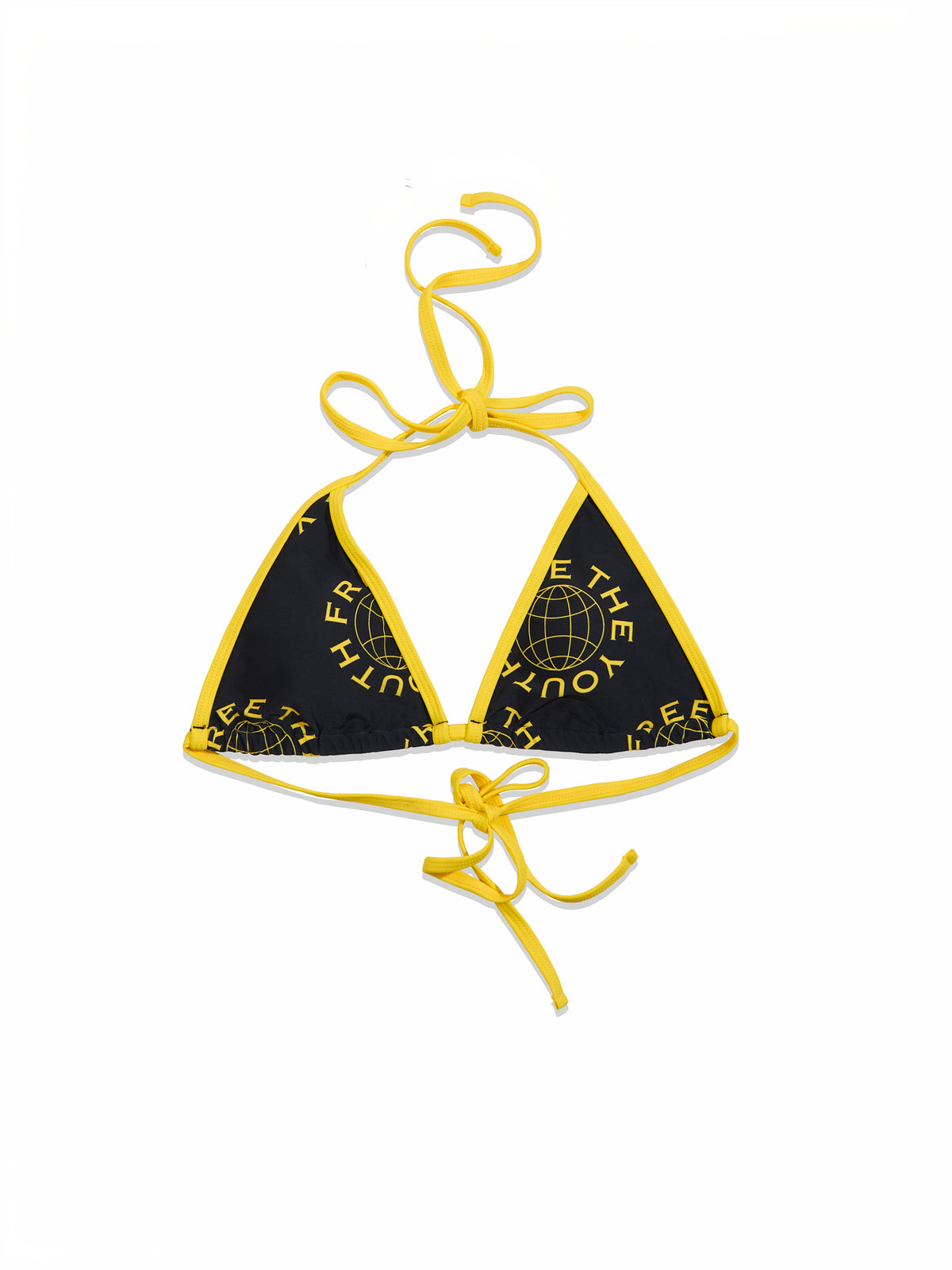FTY LOGO TRIANGLE BIKINI TOP - BLACK & YELLOW