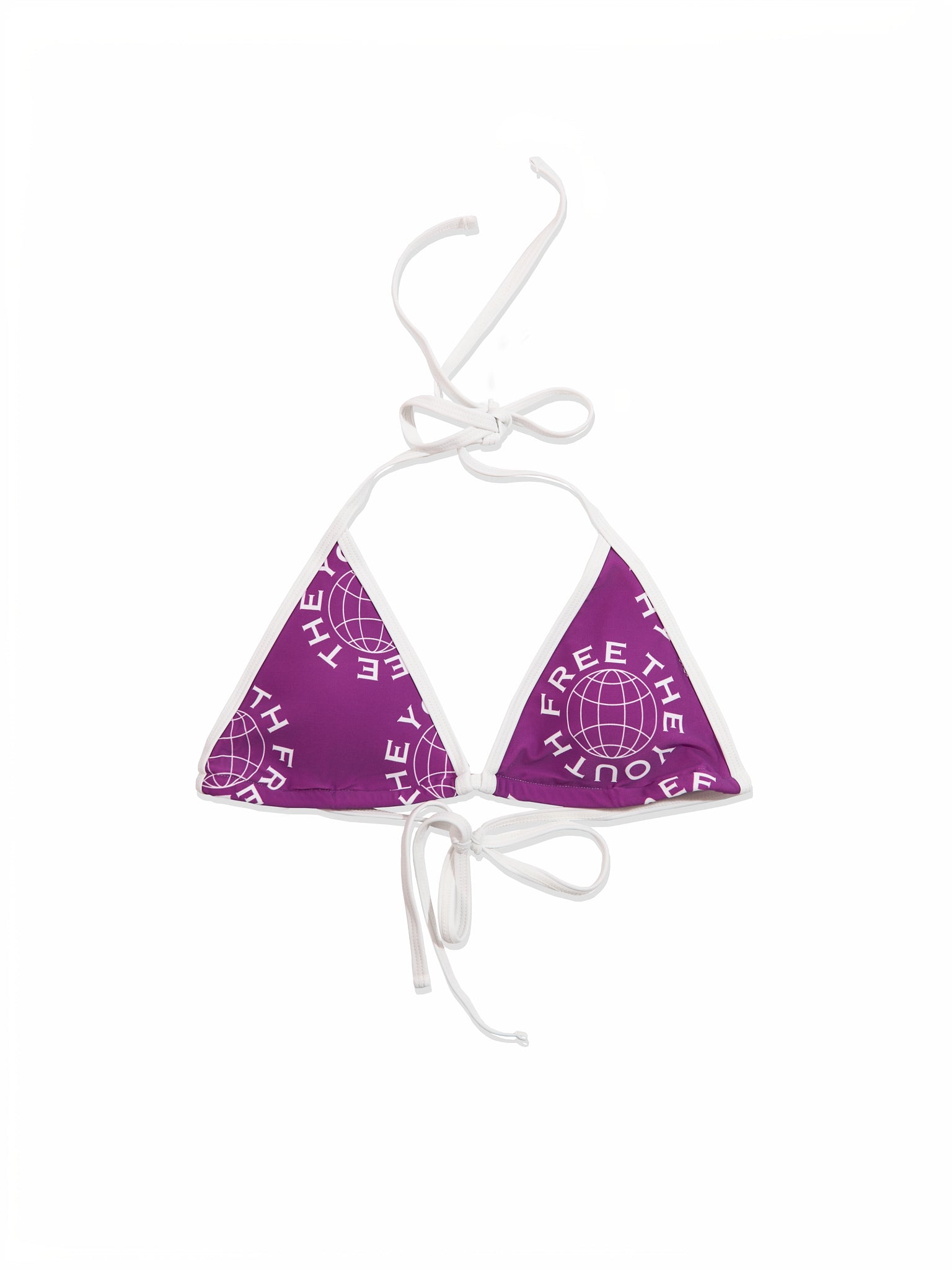 FTY LOGO TRIANGLE BIKINI TOP - PURPLE & WHITE