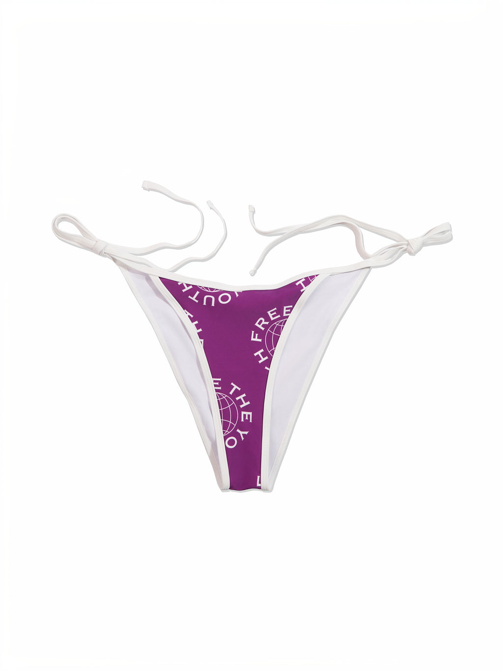 FTY LOGO TIE-SIDE BIKINI BOTTOM - PURPLE & WHITE