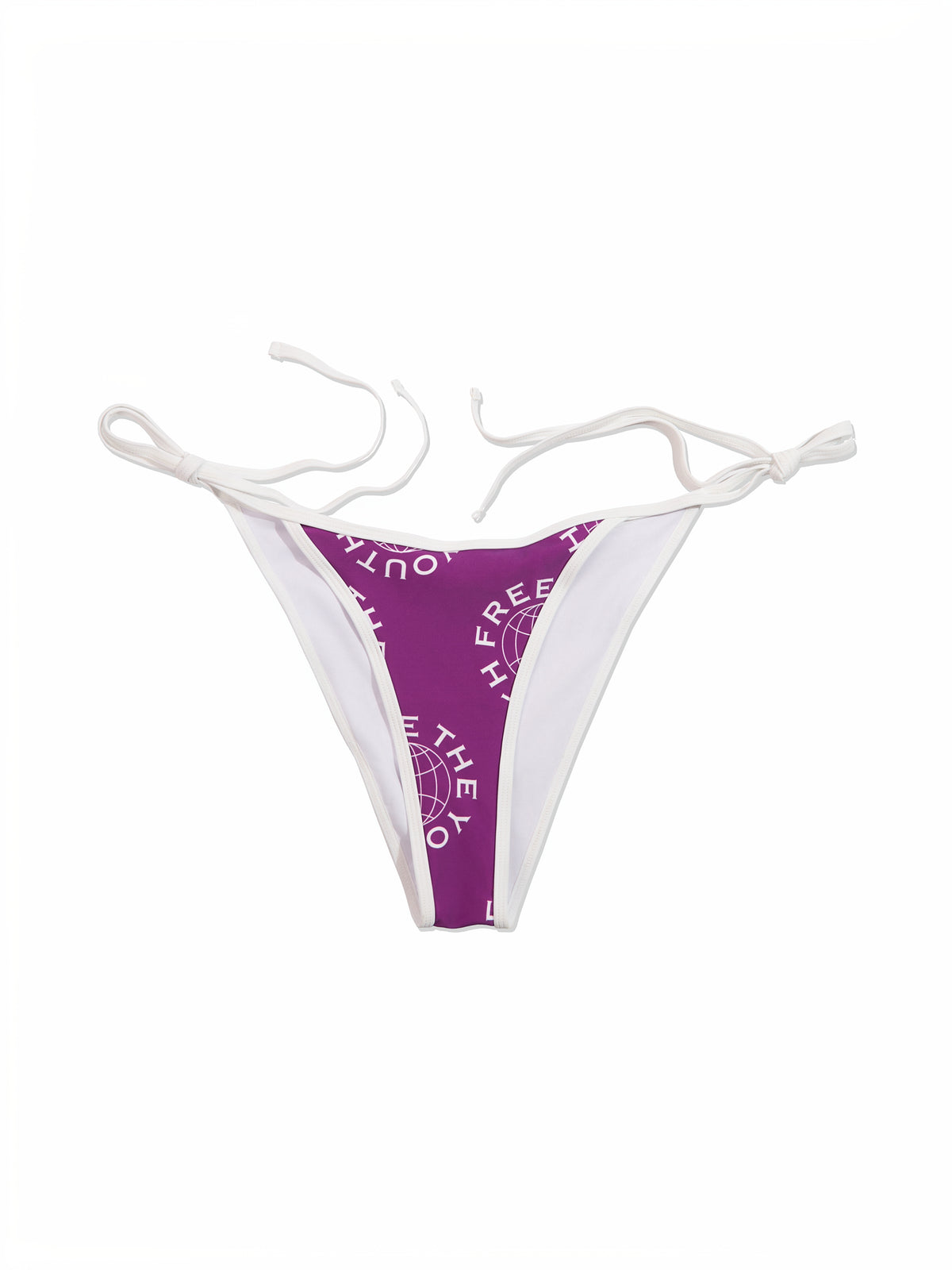 FTY LOGO TIE-SIDE BIKINI BOTTOM - PURPLE & WHITE