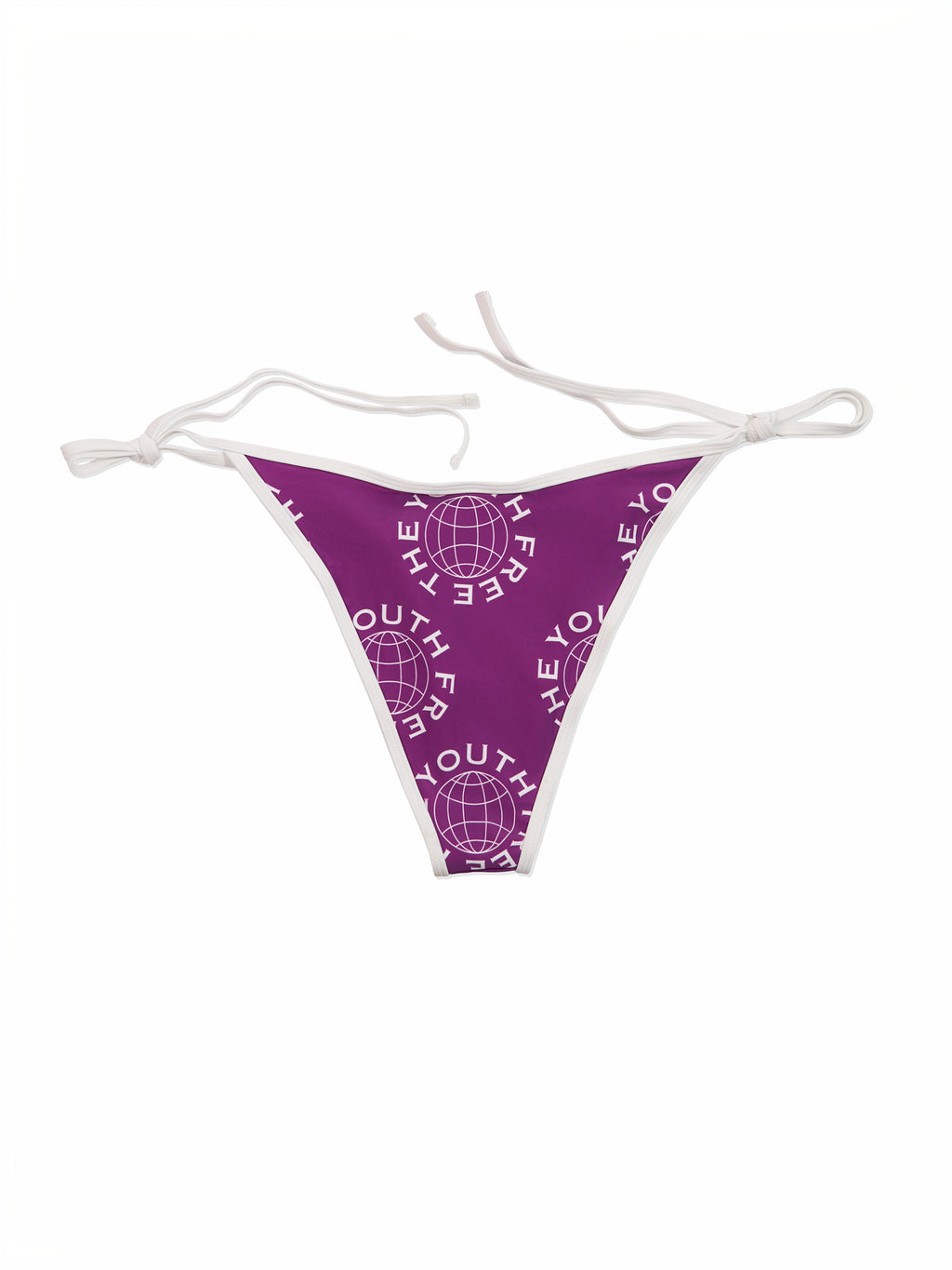 FTY LOGO TIE-SIDE BIKINI BOTTOM - PURPLE & WHITE