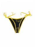 FTY LOGO TIE-SIDE BIKINI BOTTOM - BLACK & YELLOW
