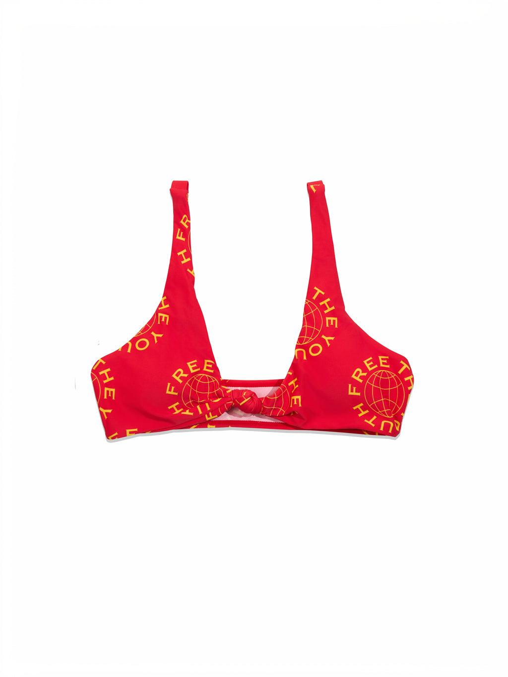 FTY Logo Knot-Front Bralette Top - RED