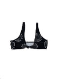 FTY Logo Knot-Front Bralette Top - BLACK
