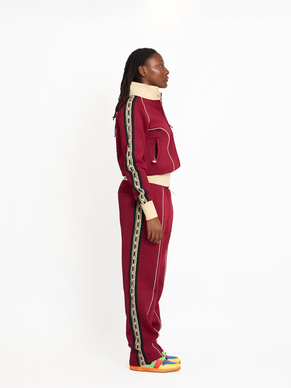 FTY TEAR CHAIN TRACK PANTS - BURGUNDY