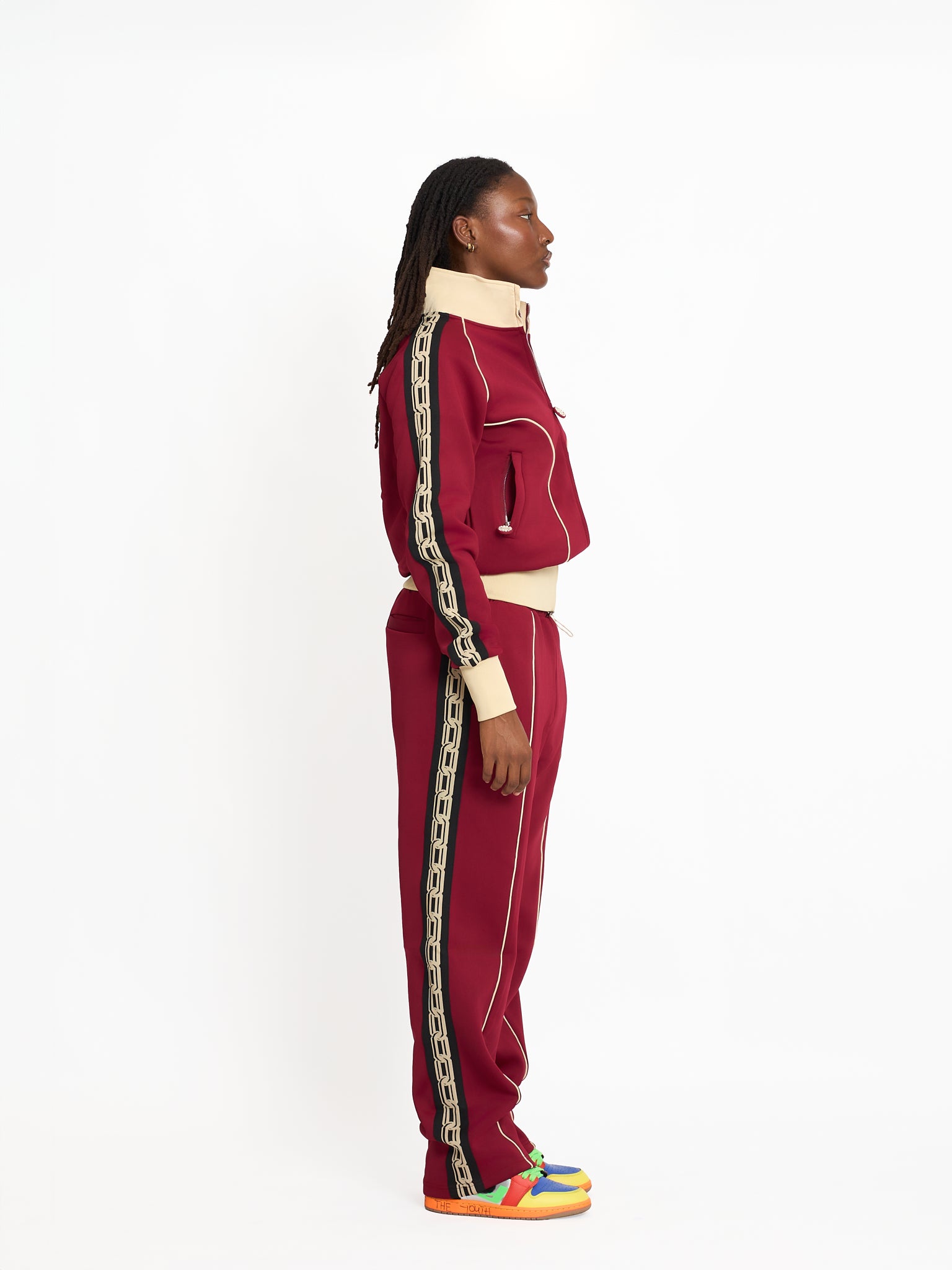 FTY TEAR CHAIN TRACK PANTS - BURGUNDY