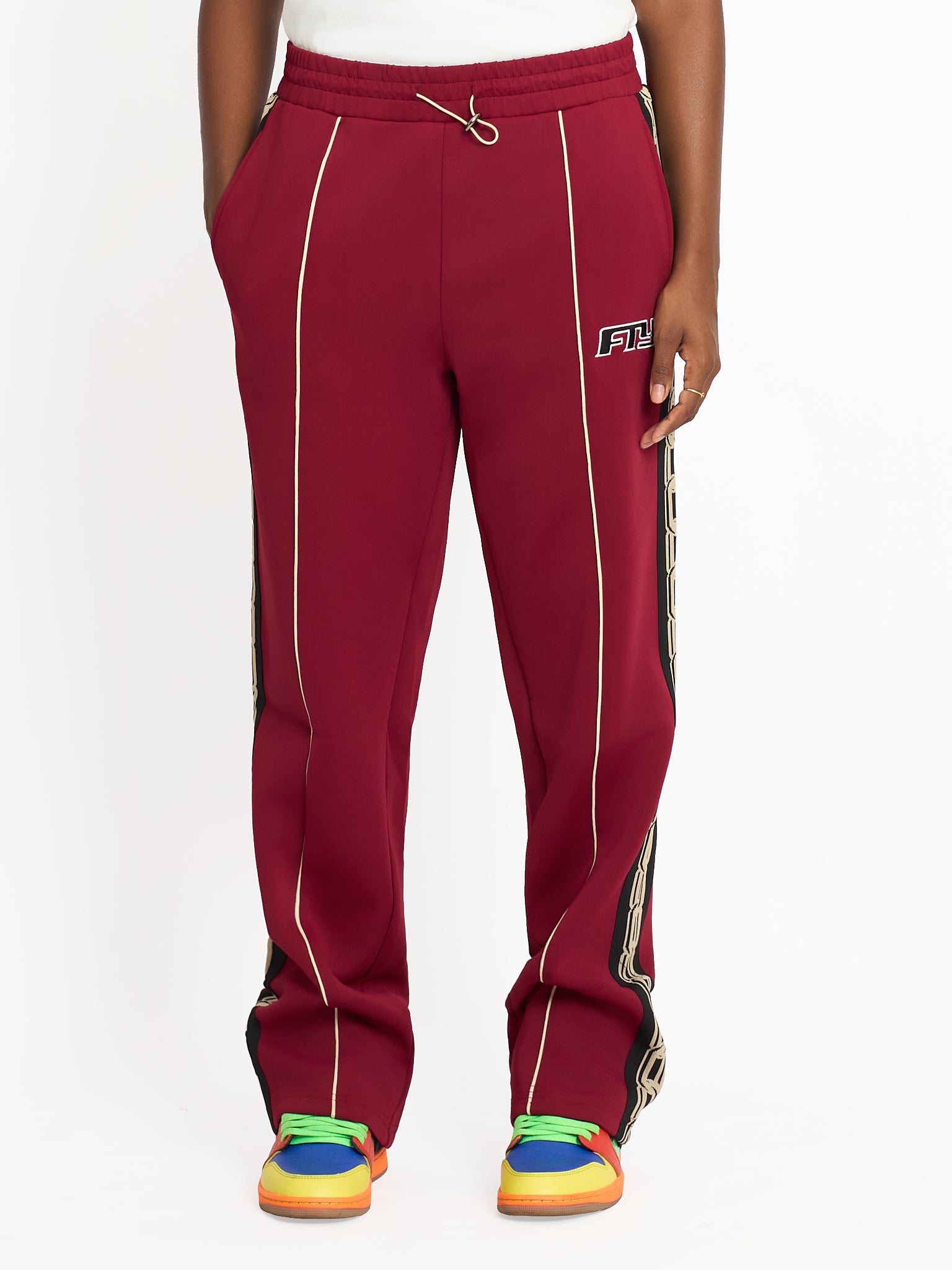 FTY TEAR CHAIN TRACK PANTS - BURGUNDY