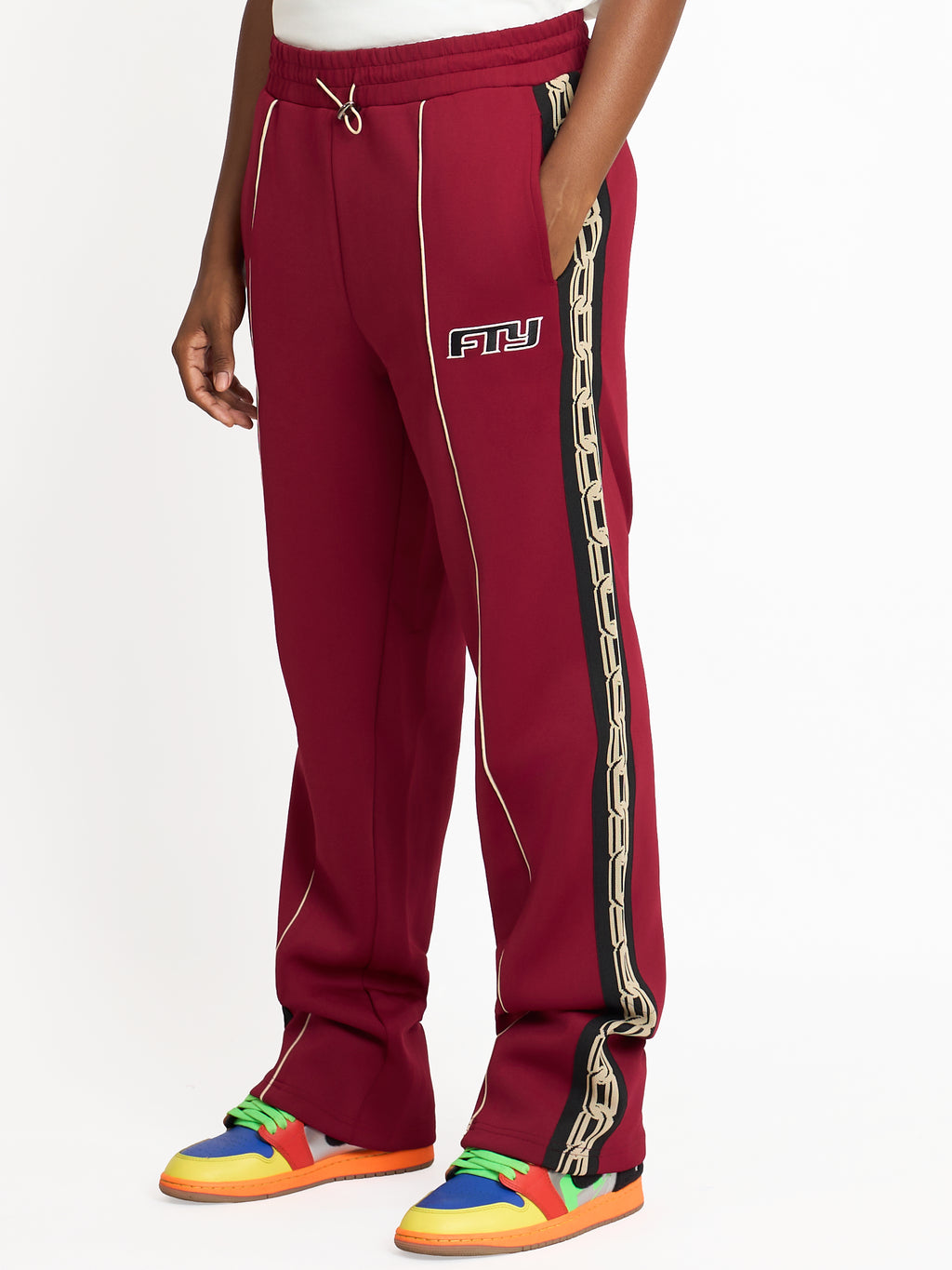 FTY TEAR CHAIN TRACK PANTS - BURGUNDY