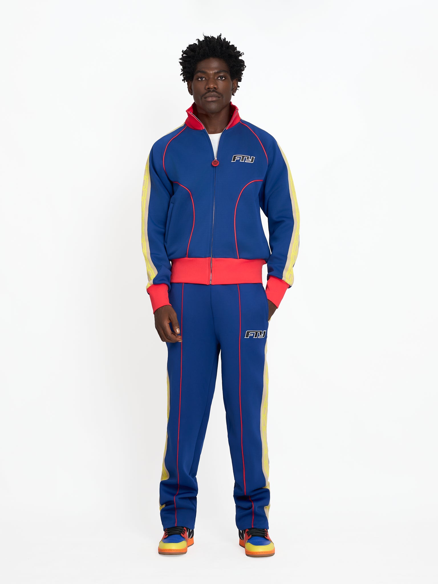 FTY TEAR CHAIN 'ZIP UP' TRACK JACKET - BLUE/RED