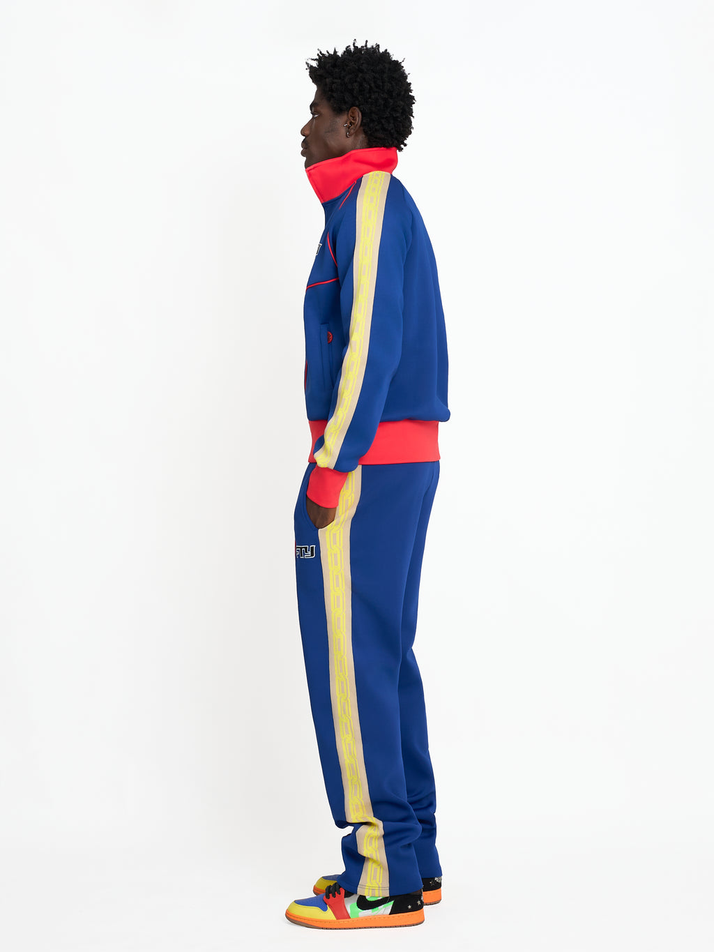 FTY TEAR CHAIN 'ZIP UP' TRACK JACKET - BLUE/RED