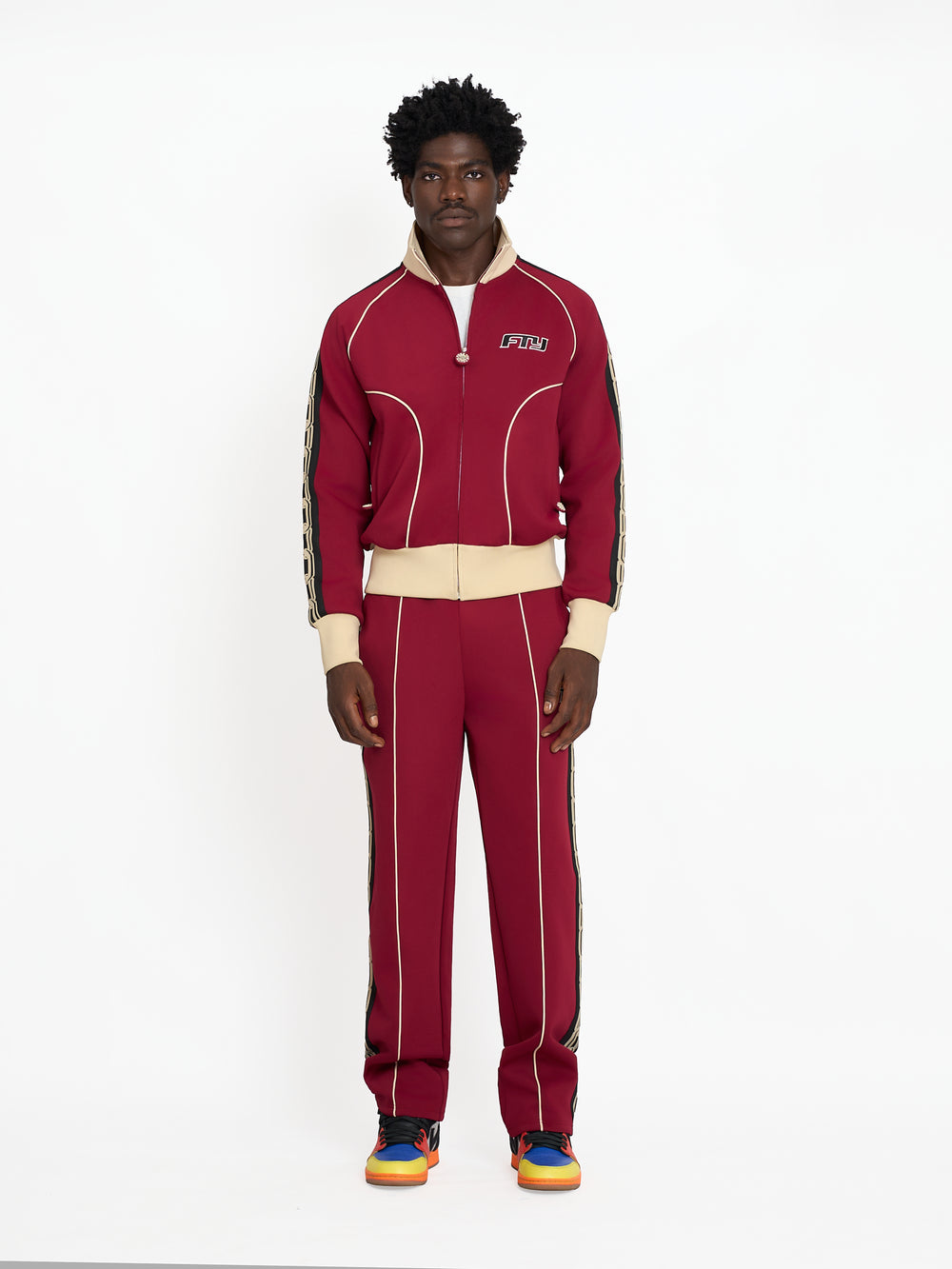 FTY TEAR CHAIN 'ZIP UP' TRACK JACKET - BURGUNDY
