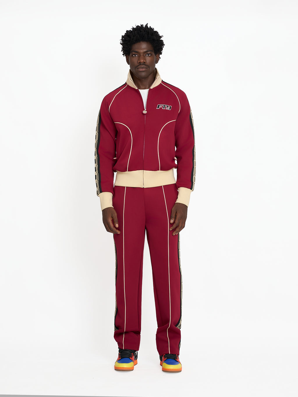 FTY TEAR CHAIN 'ZIP UP' TRACK JACKET - BURGUNDY