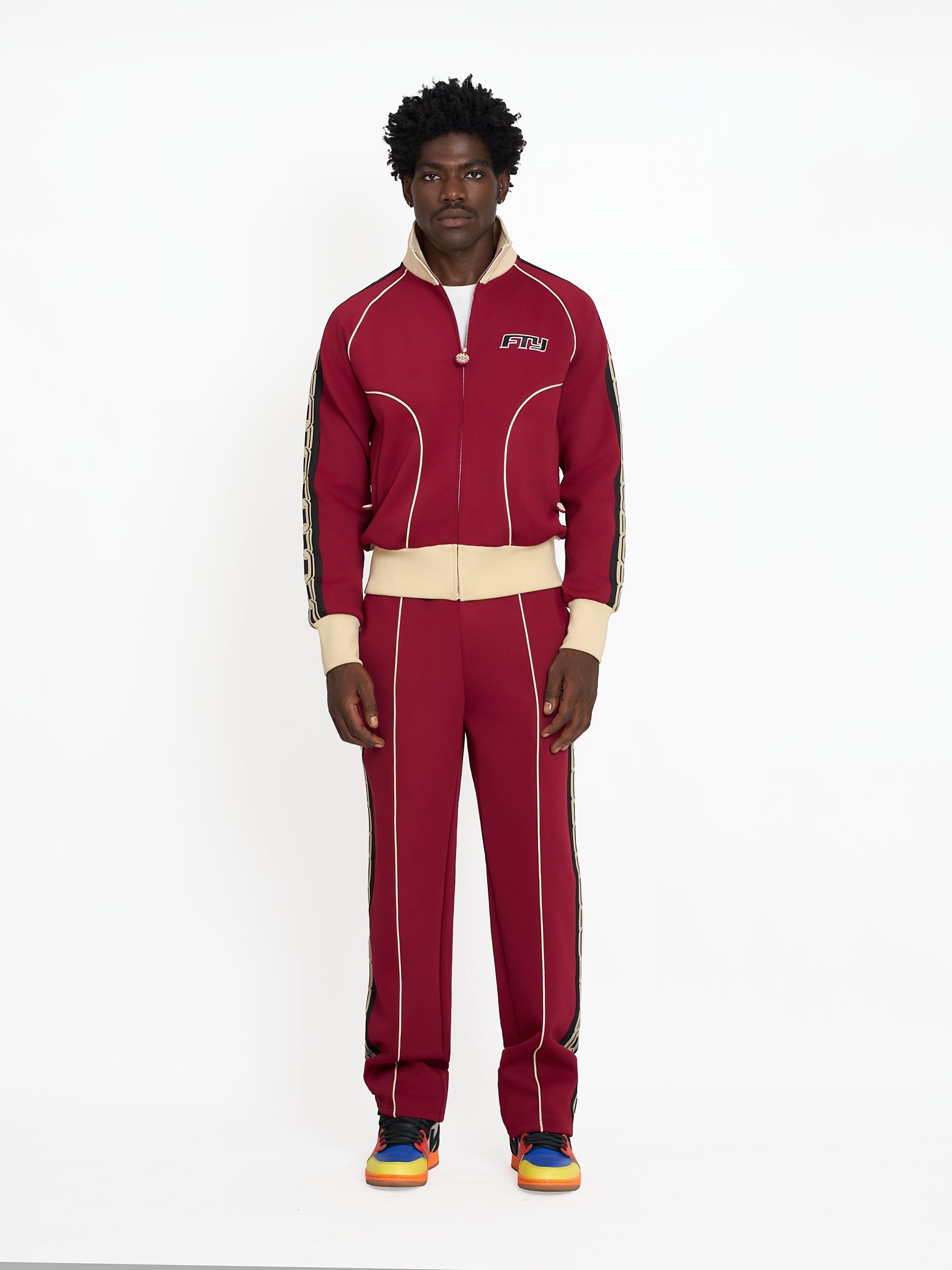 FTY TEAR CHAIN 'ZIP UP' TRACK JACKET - BURGUNDY