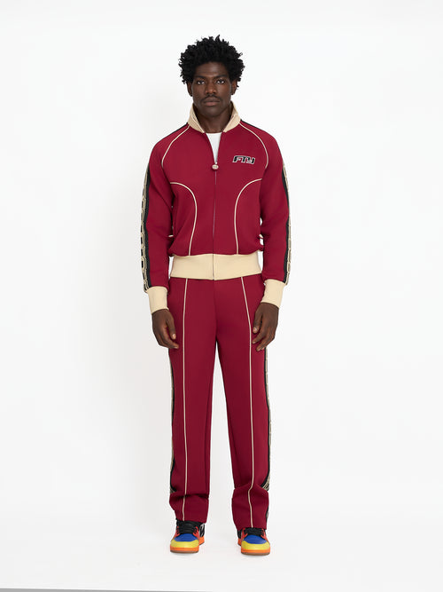 FTY TEAR CHAIN 'ZIP UP' TRACK JACKET - BURGUNDY
