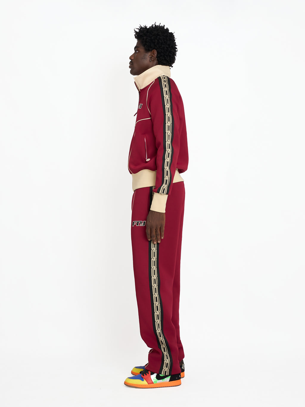 FTY TEAR CHAIN 'ZIP UP' TRACK JACKET - BURGUNDY