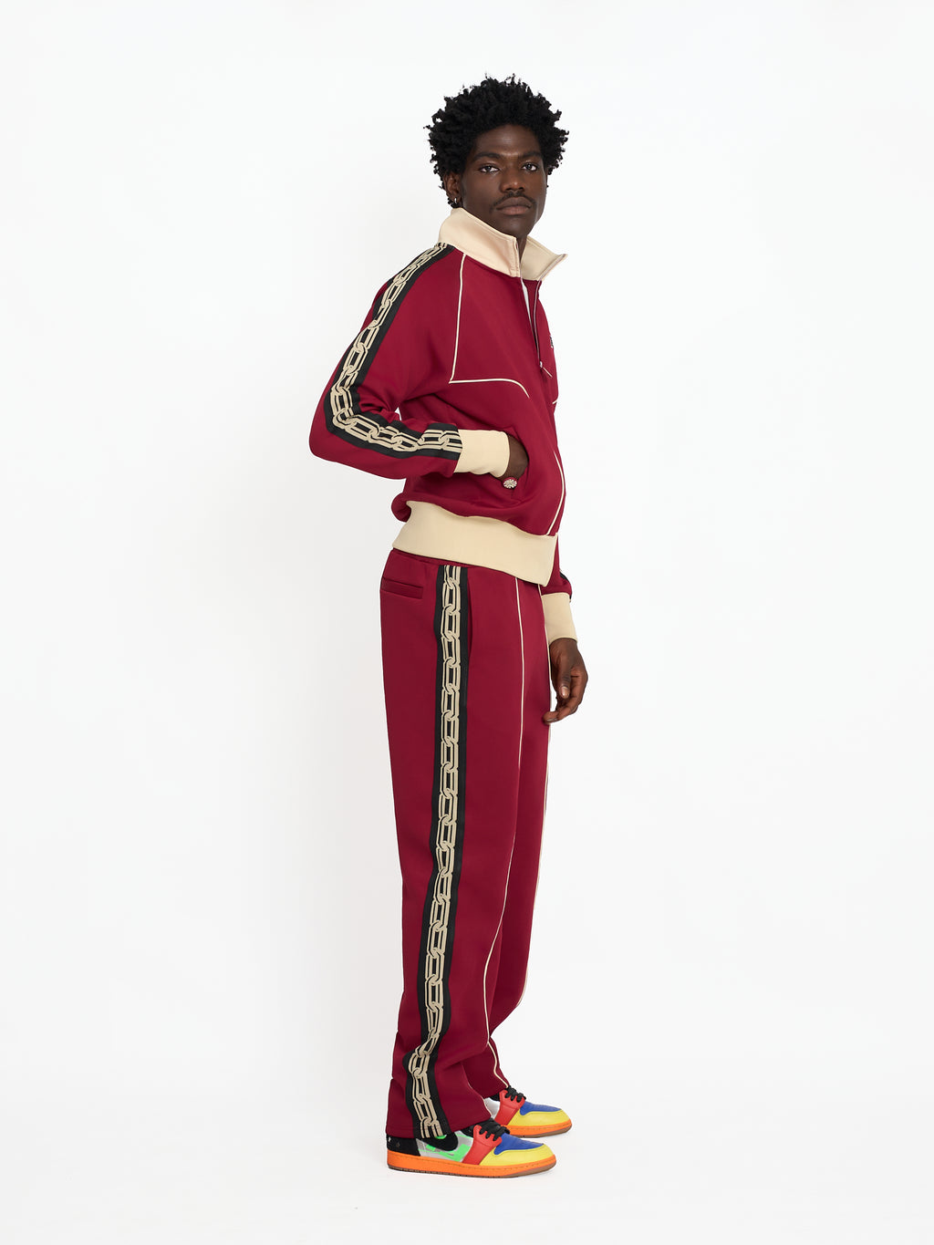 FTY TEAR CHAIN 'ZIP UP' TRACK JACKET - BURGUNDY