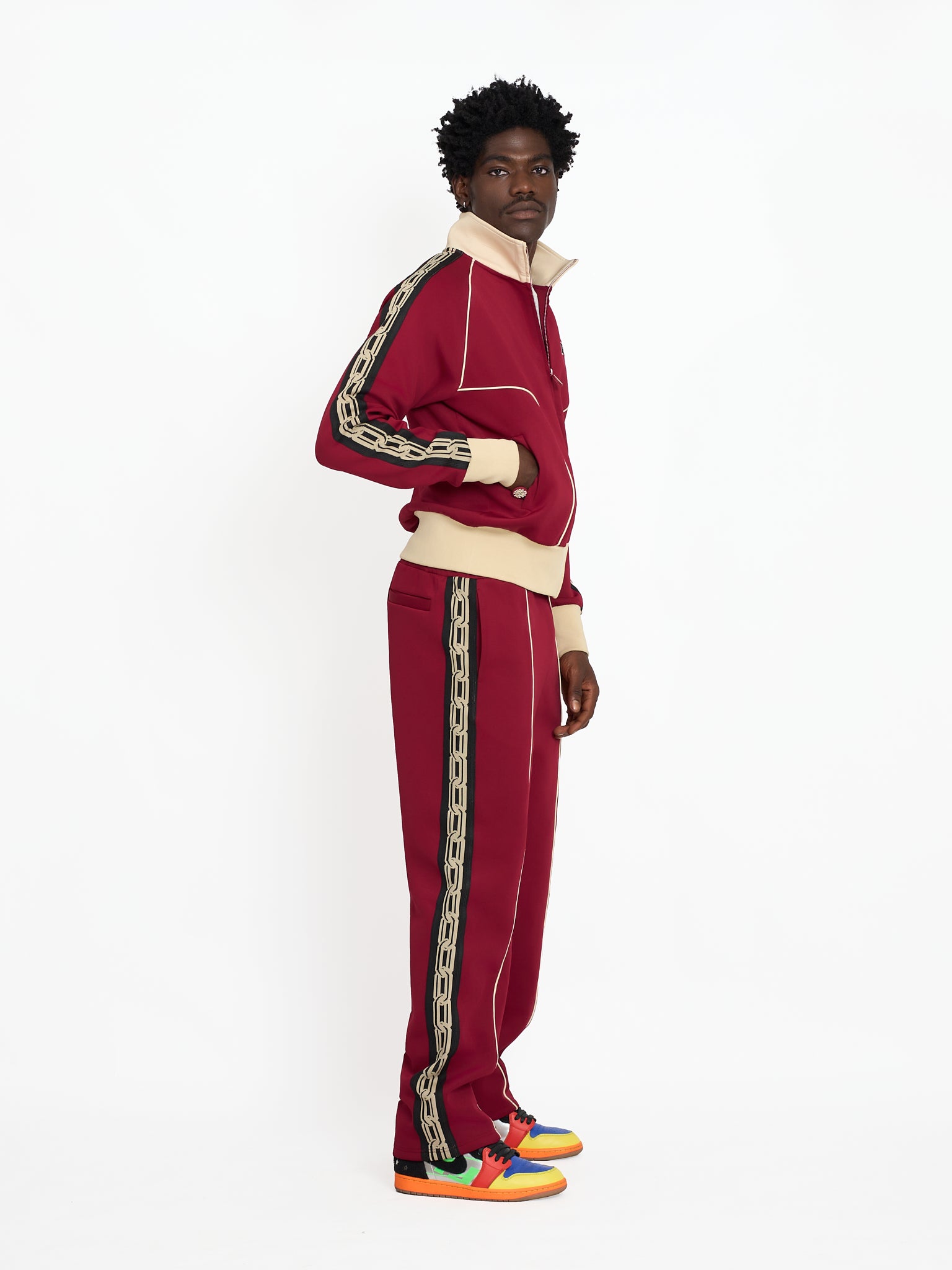 FTY TEAR CHAIN 'ZIP UP' TRACK JACKET - BURGUNDY