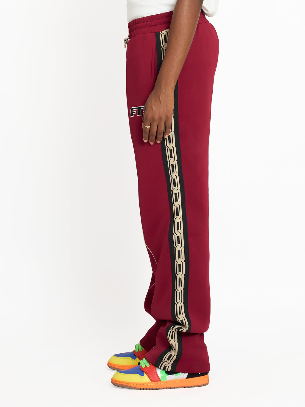 FTY TEAR CHAIN TRACK PANTS - BURGUNDY